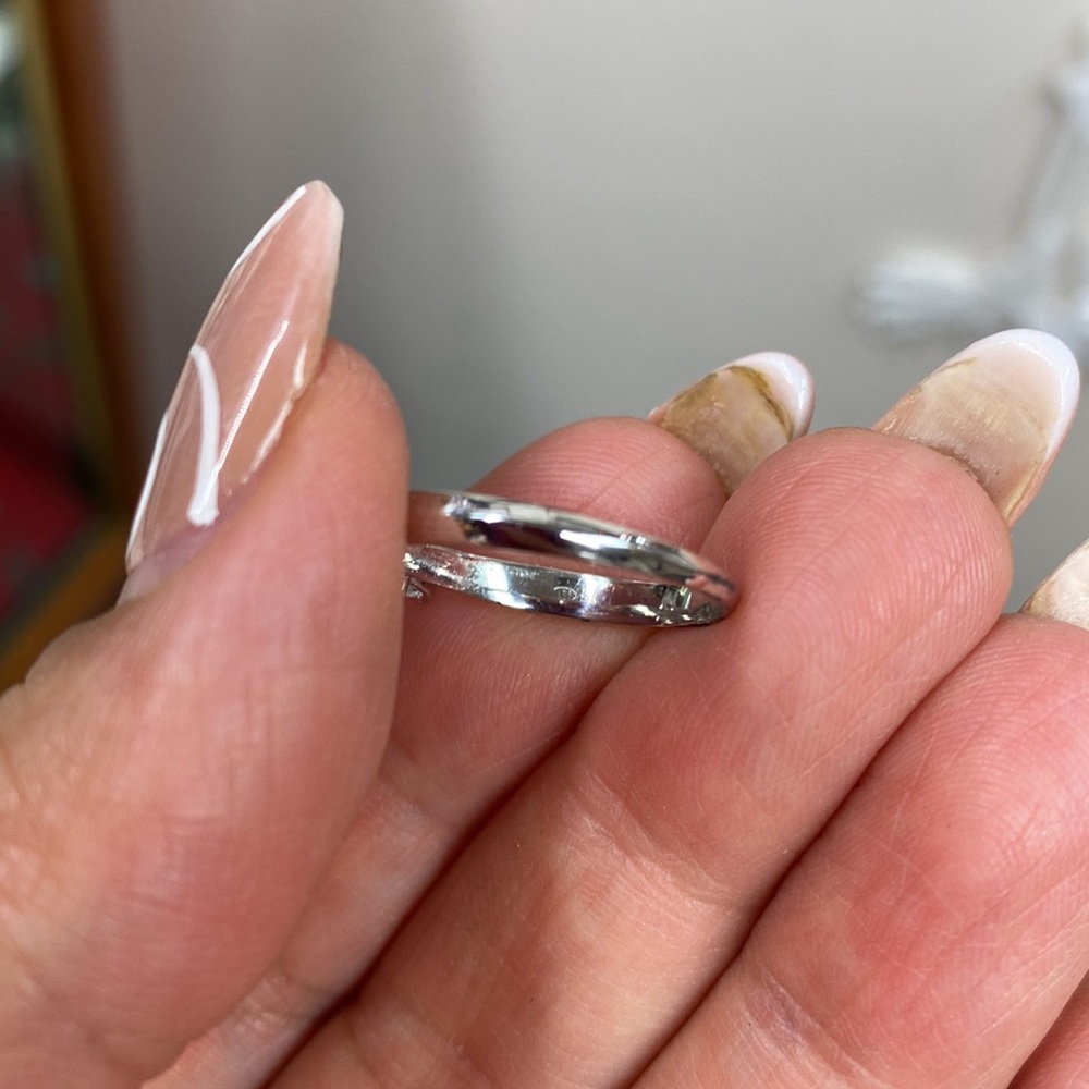 14k Solid White Gold 3 stone Engagement Ring - Picture 10 of 13
